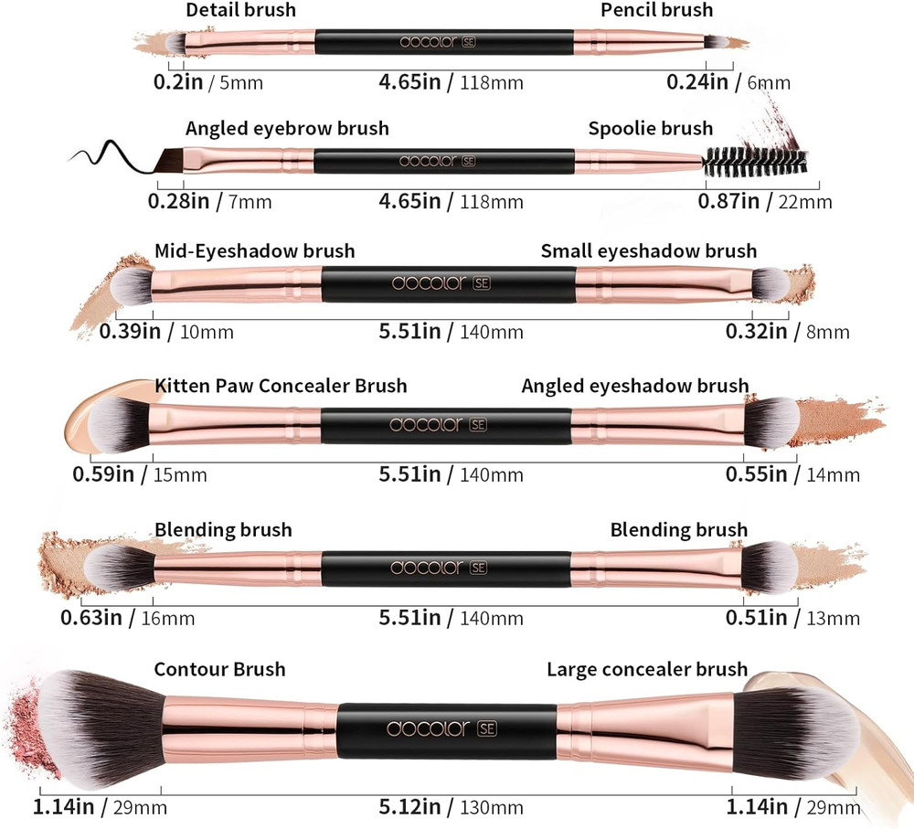 Makeup Brushes 6Pieces Double Sided Makeup Brushes Set Professional Foundation E