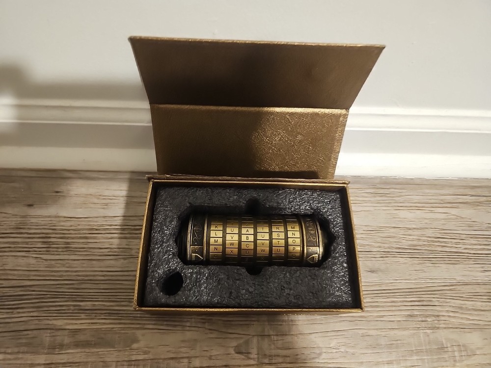 Da Vinci Code Mini Cryptex Lock Puzzle Box with Hidden Compartment + 2 Rings