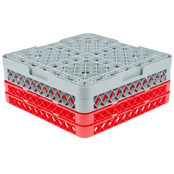 2 PACK Restaurant Dishwasher Glass Rack with 49 Compartments and TWO Extender