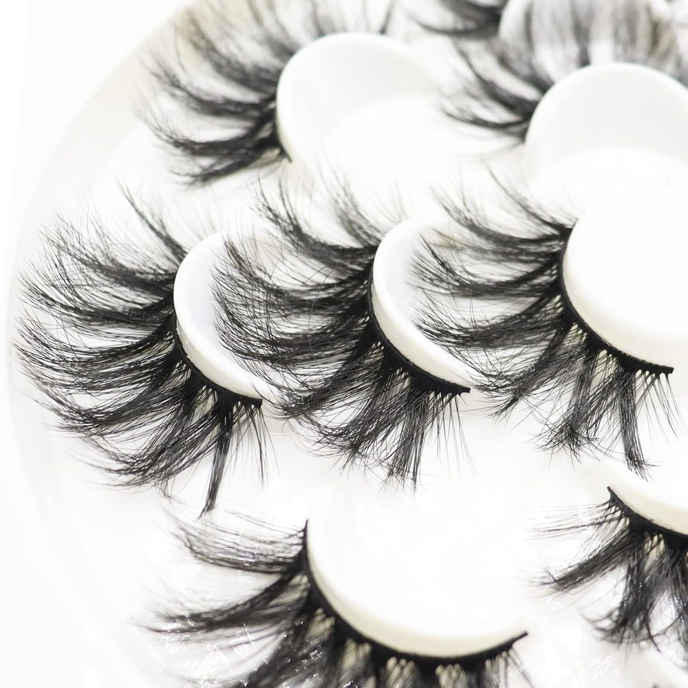 DAODER False Eyelashes 25mm Lashes Wispy Long 8D 7 Pair (Pack of 1), Black