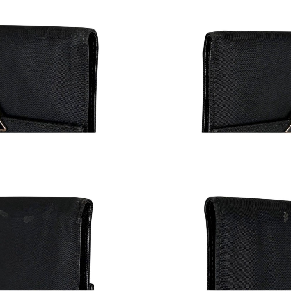 PRADA Triangle Logo Tri-Fold Wallet Compact Wallet Black Tessuto Nylon