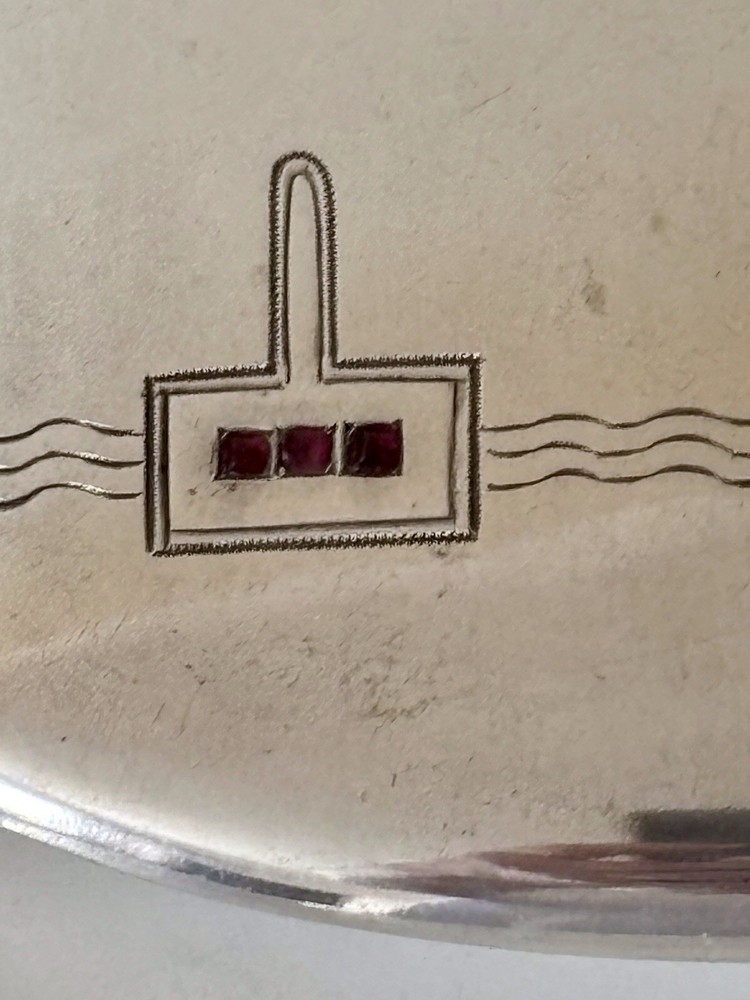 An Art Deco German .800 Silver & Ruby CIGARETTE CASE c1930