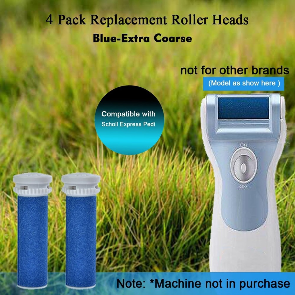 4 Pack Blue Roller Compatible with Scholl Express Pedi Foot Smoother-Extra Co...