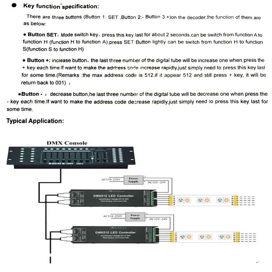 DMX 512 3CH 4 channels LED RGB RGBW Controller LED Decoder With Digital display