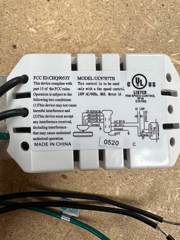 Hunter Ceiling Fan DC 6-Speed Replacement Wall Control Transmitter UC9787TB