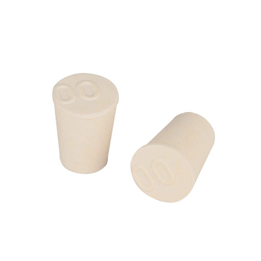 Solid Rubber Stoppers 20-Pack 00# White Tapered Lab Seal Rubber Stoppers