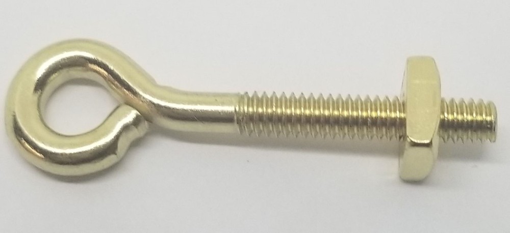 POLISHED BRASS EyeBolt eyelet post for bail pull handle drop hook hole steel