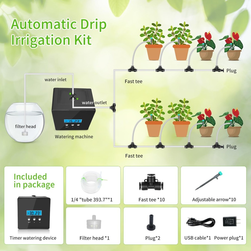 Automatic drip Irrigation System，DIY Indoor Plant Watering System,Self-Pr