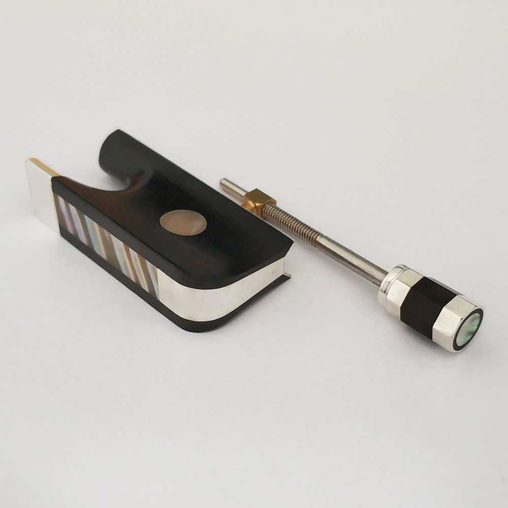 4/4 Cello Ebony Frog Button Abalone Inlaid Silver Fitting Single Eye