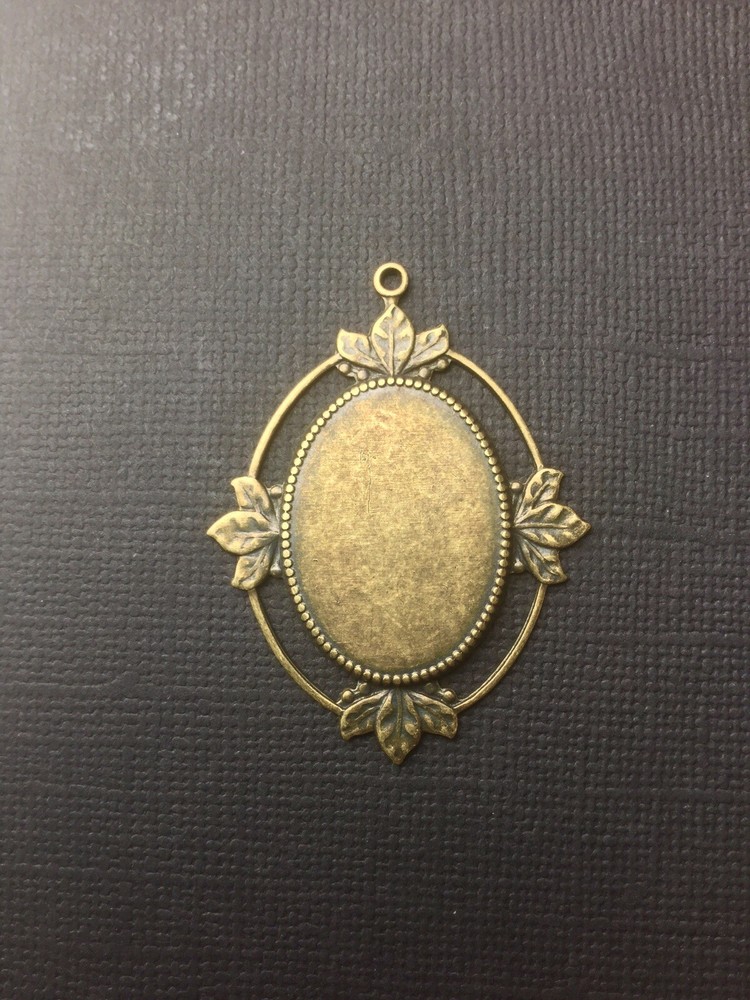 21733 Victorian 25x18mm Pendant Setting Brass Oxidized