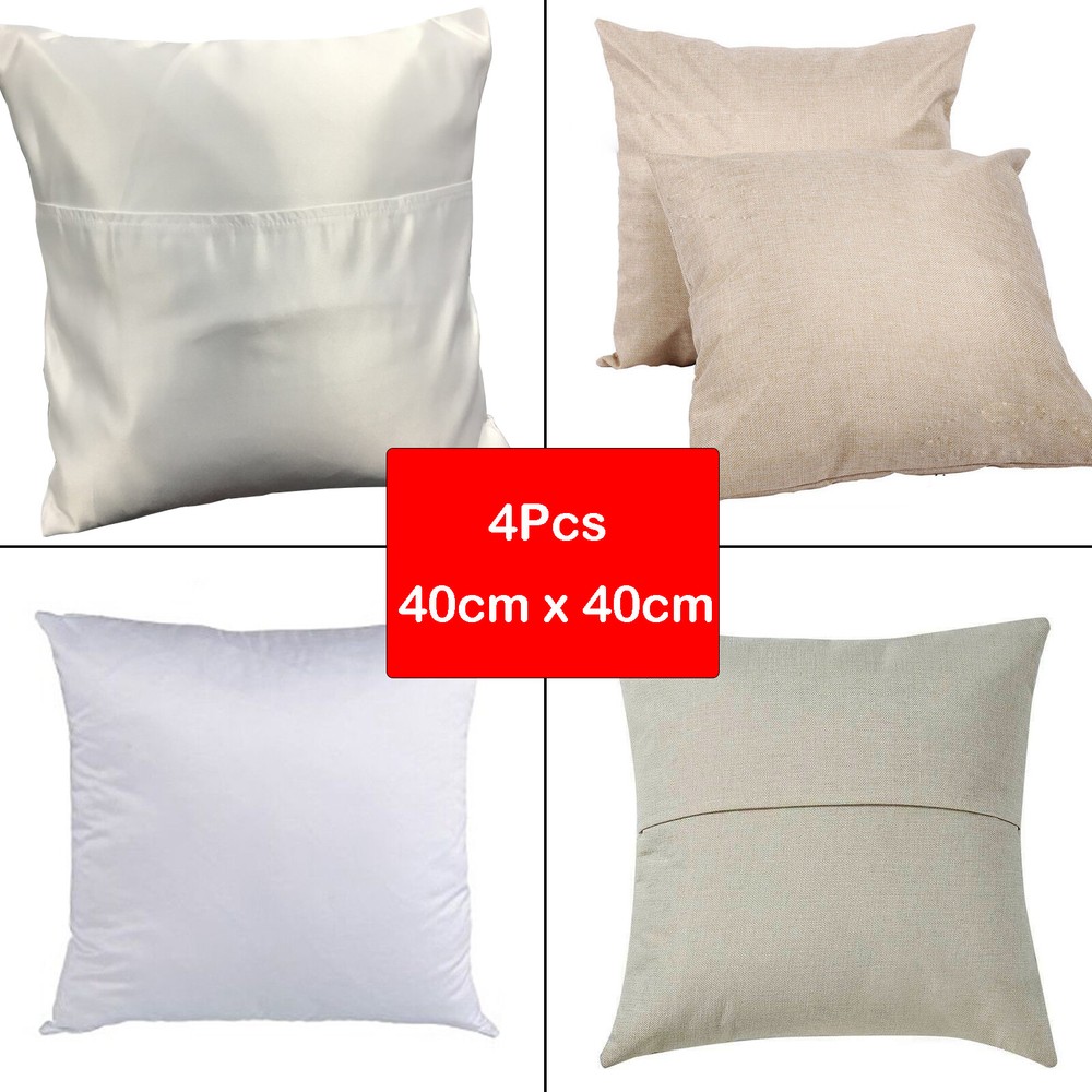 4Pcs 15.75" Sublimation square Blank Linen Polyester Pocket Pillow Case Cover