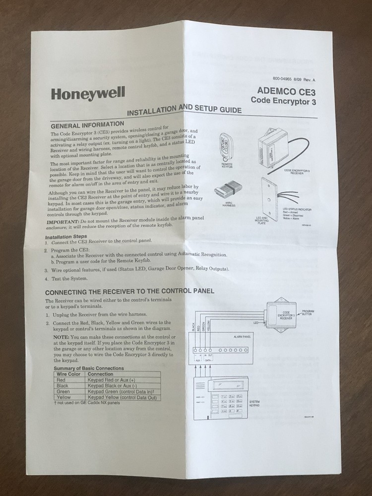 Honeywell Ademco CE3 Code Encryptor 3 Kit