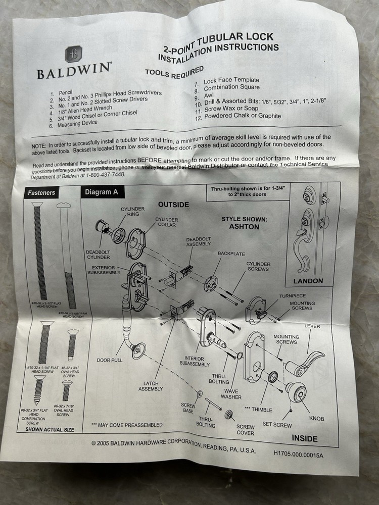 Brass Baldwin Front Entry Lockset