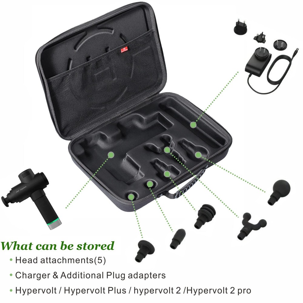 Case for Hypervolt 2 Pro/Hypervolt Plus with 5 Head Attachments,Waterproof Sh...