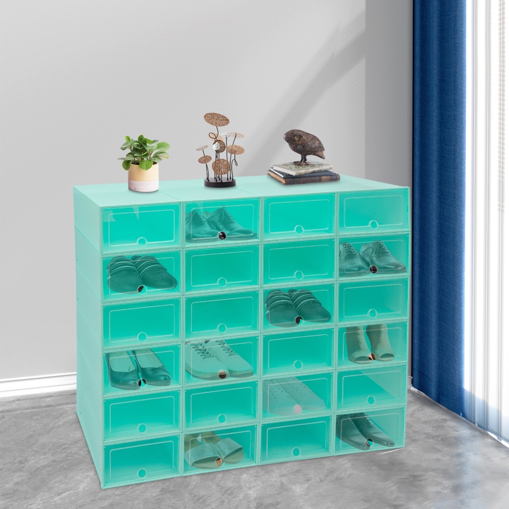 24 Pack Shoe Storage Boxes, Stackable Shoe Boxes, Shoe Storage Organizer NEW