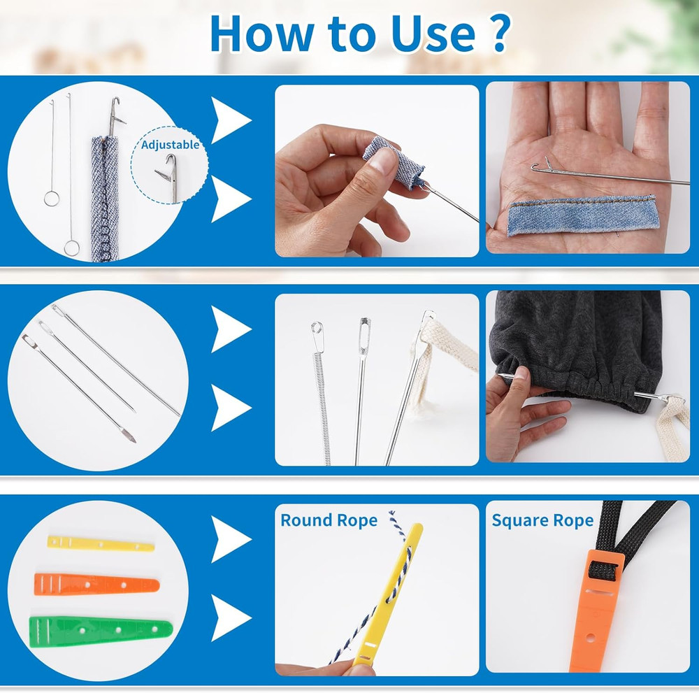 17 Pieces Bodkin Threader Drawstring Threader Set Drawstring Replacement Tools