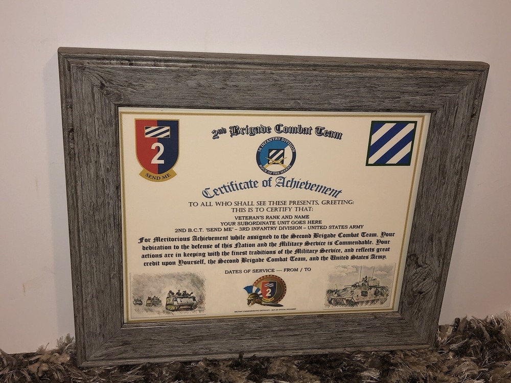 2ND B.C.T. / SEND ME - 3RD INFANTRY DIVISION (COMMEMORATIVE CERTIFICATE)