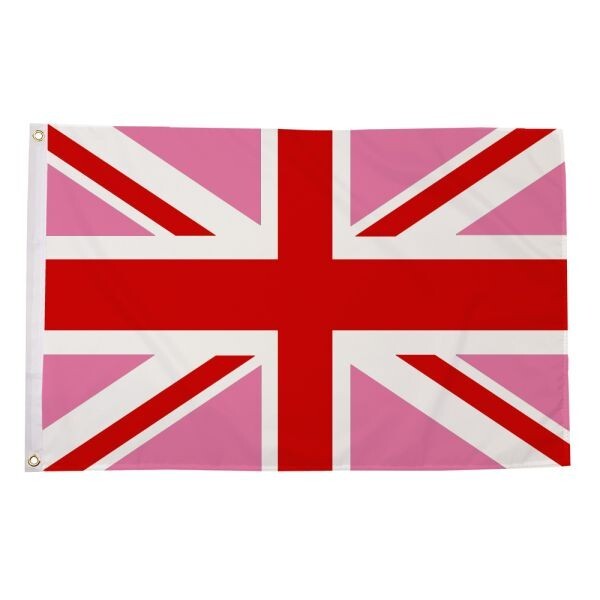 Union Jack Pink & Red Flag Table Hand Waving Flags Bunting Scrunchie Display