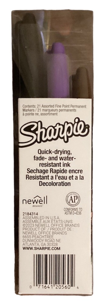 Sharpie Permanent Markers, Fine Point, Assorted, 21 Count