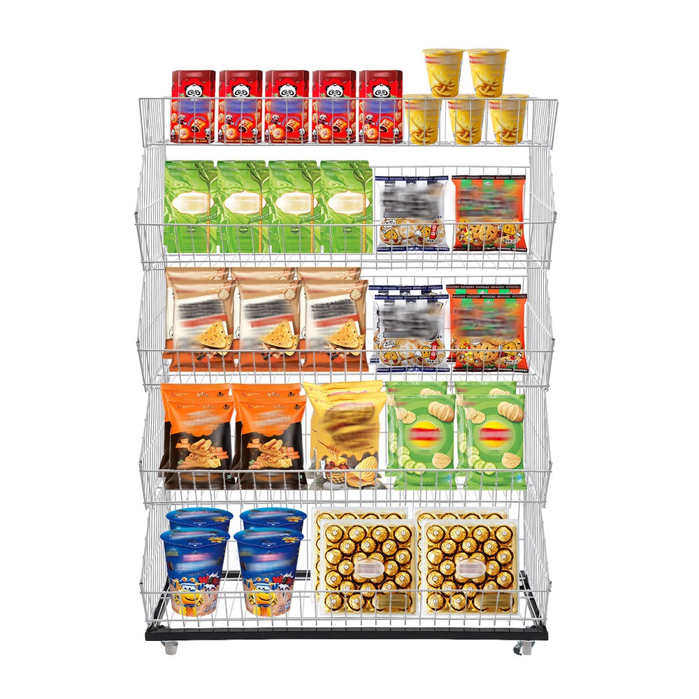 Retail Display Rack Shelf 5Tier White Wire Grid Merchandise Display Shelf US