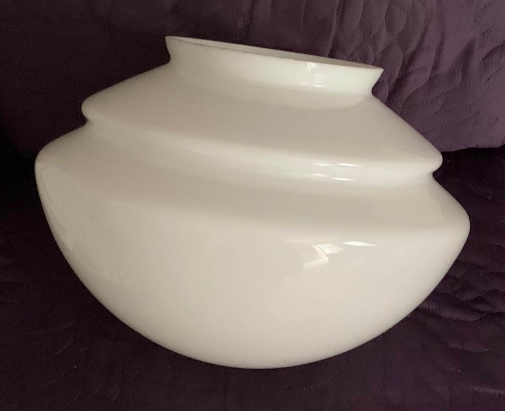 ART DECO CEILING LIGHT GLOBE ROUND STEPPED C. 1930'S WHITE MODERN