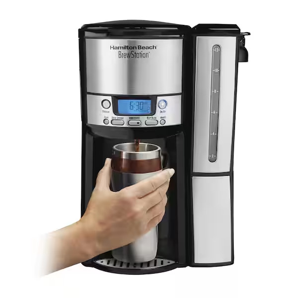 Brewstation 12- Cup Programmable Black Drip Coffee Maker with Removable Water Re