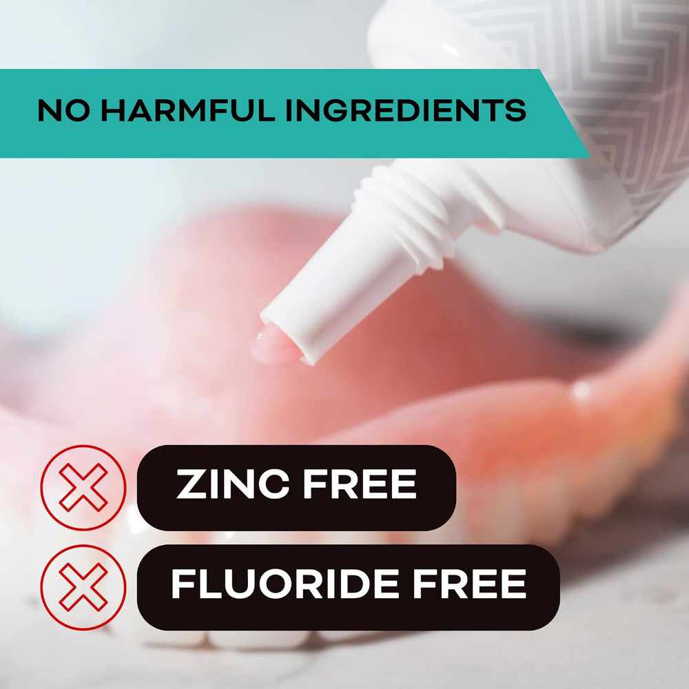 Denture Adhesive Cream 5 Pack - Extra Strong Hold with Easy Application & Mint &