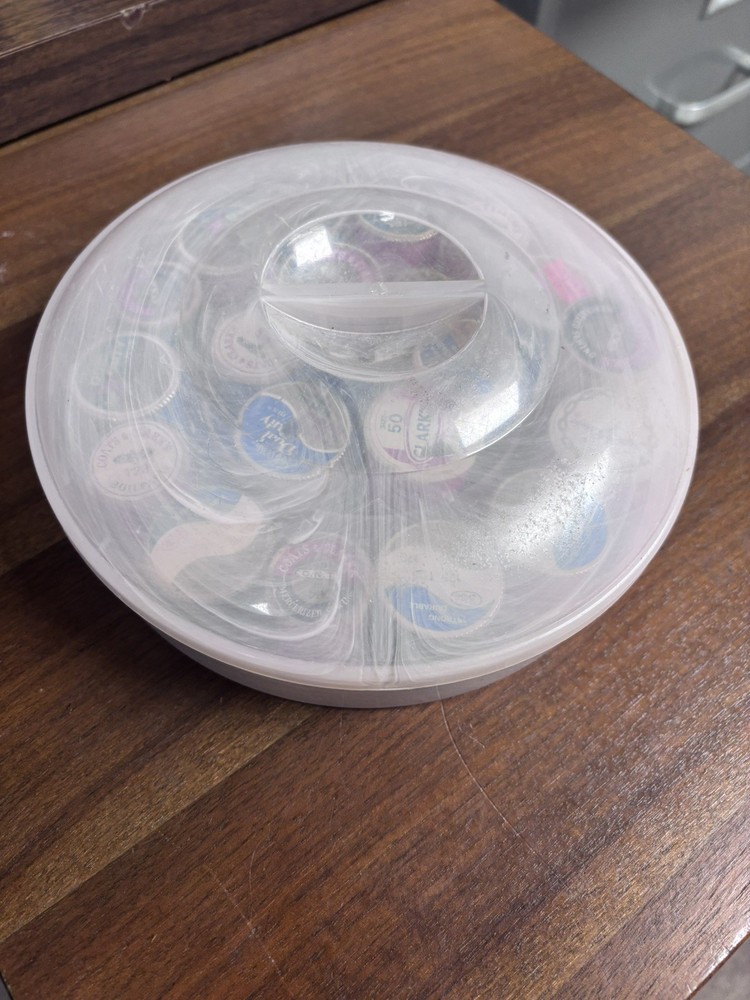 Plastic Thread Box Spool Holder Light Pink with 14 Spools of Thread