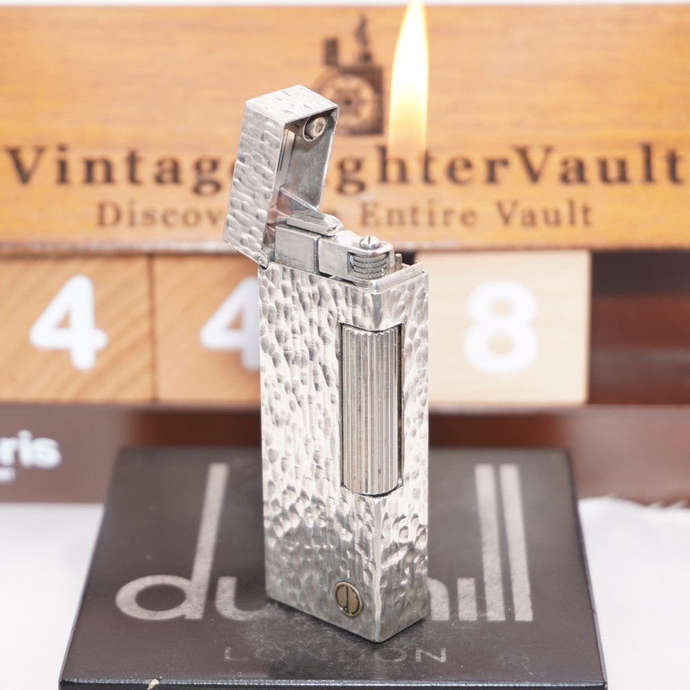 Dunhill Lighter Silver Bark Pattern _Ultrasonically Cleaned_Working