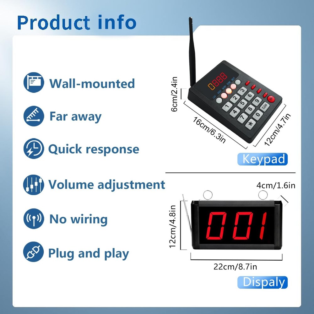 Wireless Queue Calling System Take a Number System with Voice Calling Waiting...