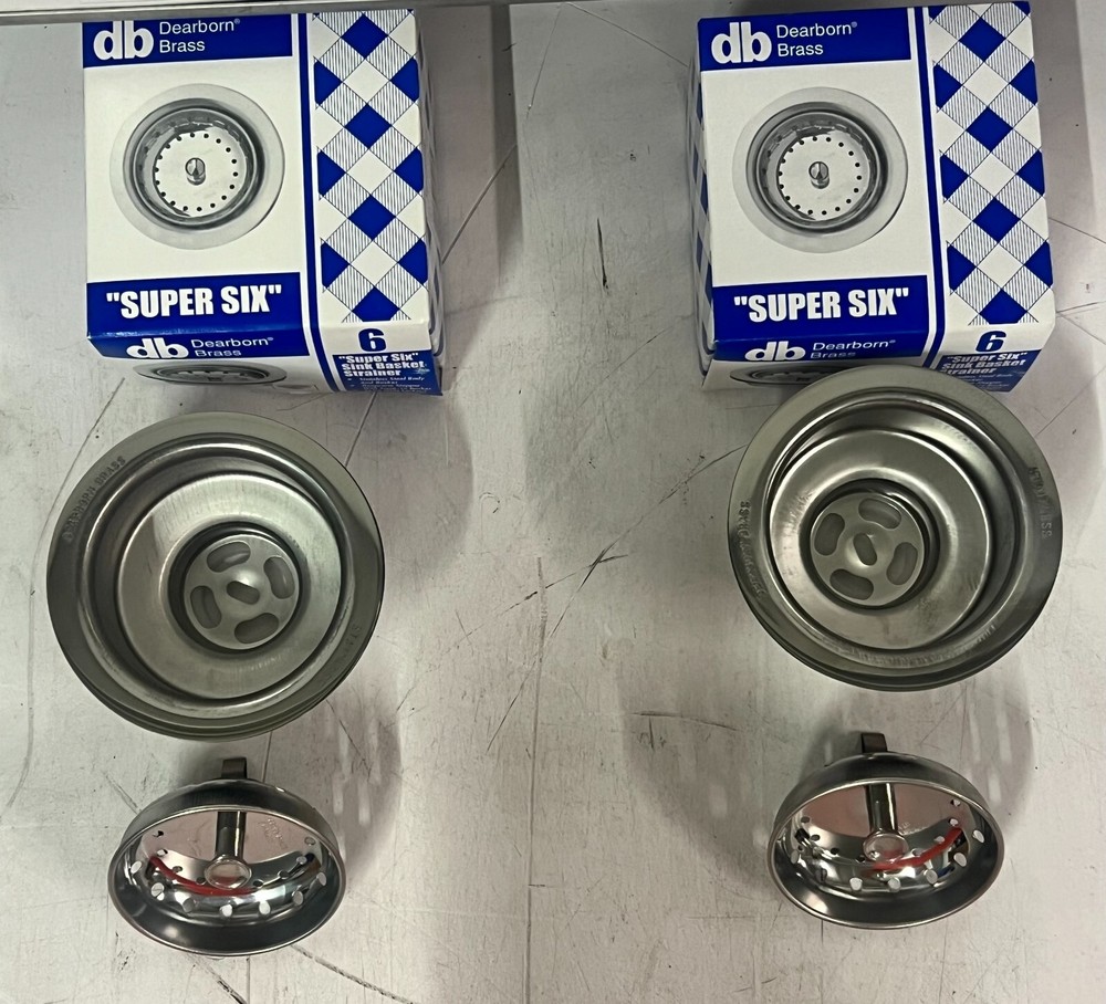 QTY 2 Dearborn COMMERCIAL Super Six 3" Locking Cup Sink Basket Strainers
