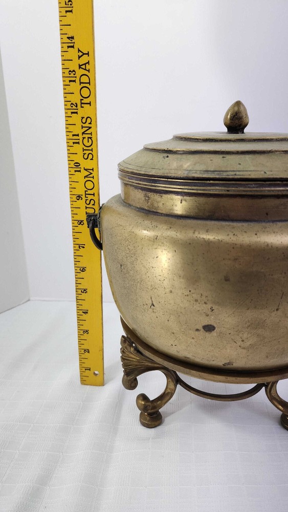 Brass Large Couldron Pot w/ Lid & Stand