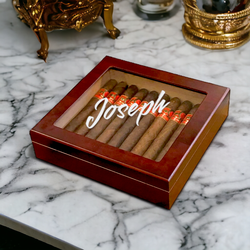 Personalized Humidor Glasstop Cigars Box Engraved Gift Cigar Lovers Custom Name