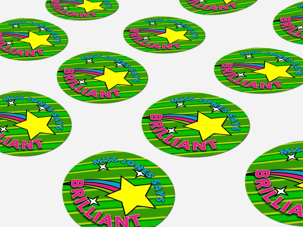 Personalised teacher round sticker labels, custom stickers