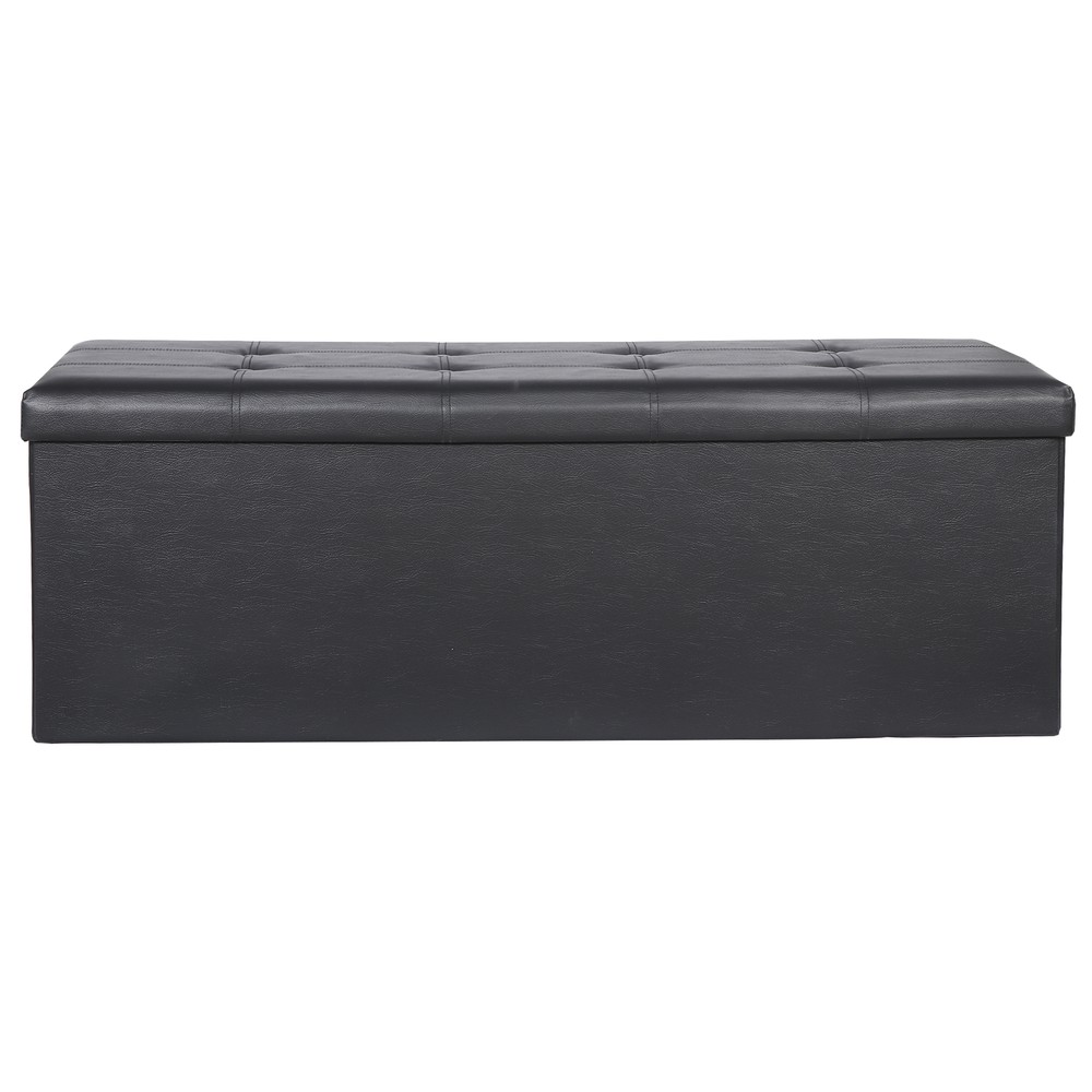 43" Storage Ottoman Bench Folding Storage Stools Footrest Toy Storage Box Black