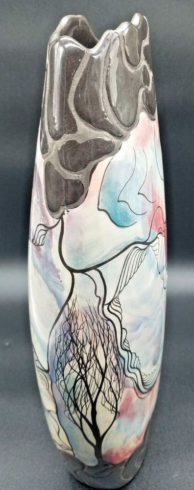 Handmade Ceramic Beautiful Multi Color Abstract Pattern Vase