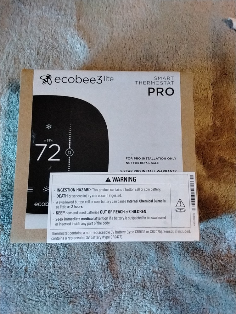 Ecobee 3 Lite Smart Thermostat Pro Black, EB-STATE3LTPB-01