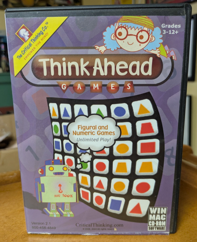 Think Ahead Games (CD-ROM) Figural & Numeric Educational Games! Grades 3-12+