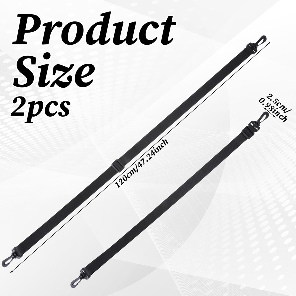 2Pack Adjustable Bag Strap Replacement 25mm Shoulder Strap with Swivel Clips