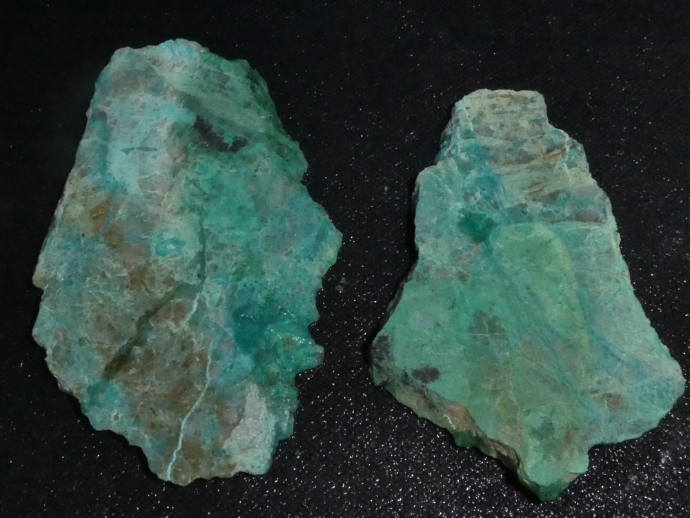 Chrysocolla -2 small pieces- rough-cabbing--display- science