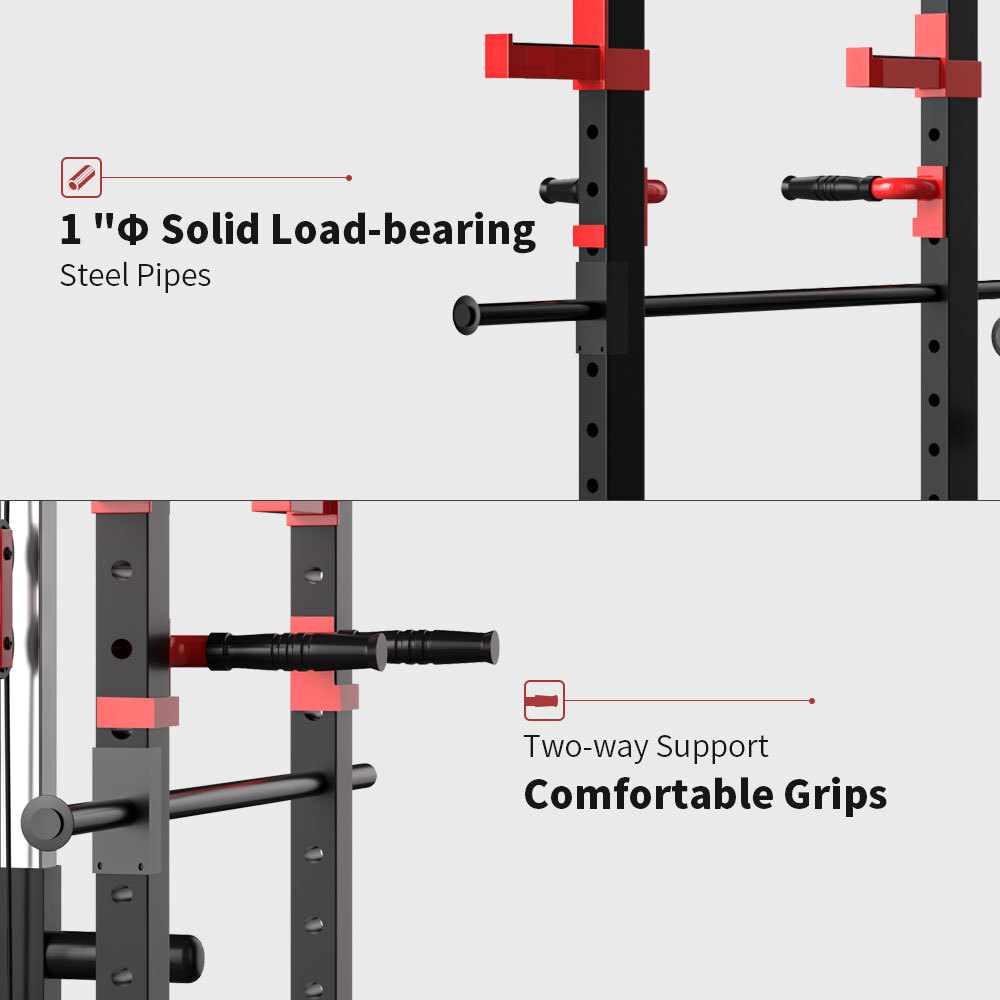 Power Cage, Multi-functional Power Cage with Adjustable Squat Rack Barbell Rack