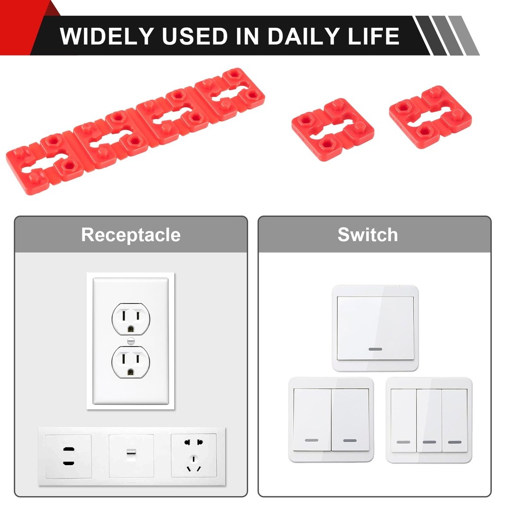 Outlet Spacers for Electrical Box, 48 PCS Box 1/4 inch, Red-48