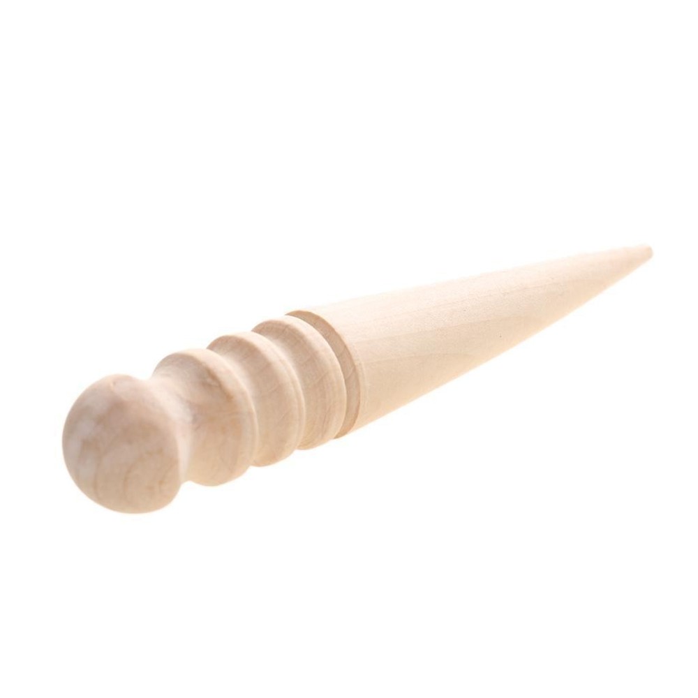 Wooden Leather Edge Slicker Stick Round Burnisher Tool For