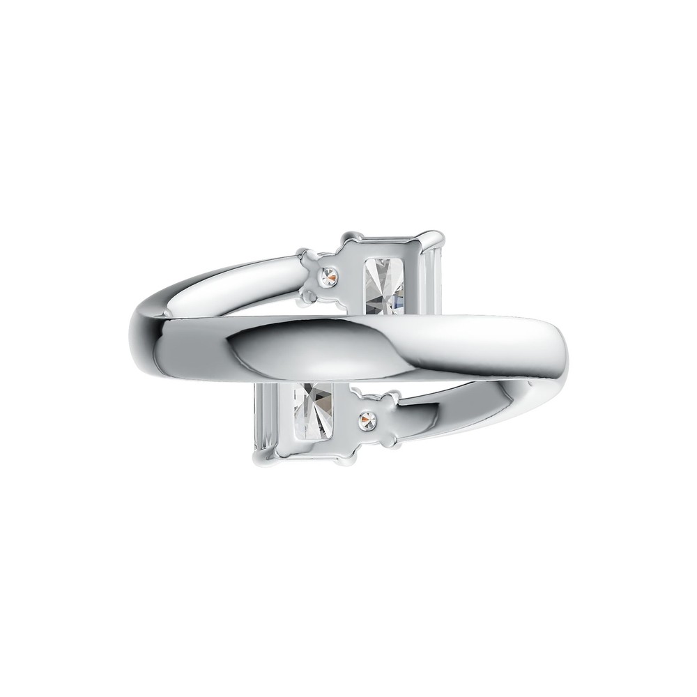 Sterling Silver Semi Mount Ring Setting Emerald OCT 7X5mm Bypass