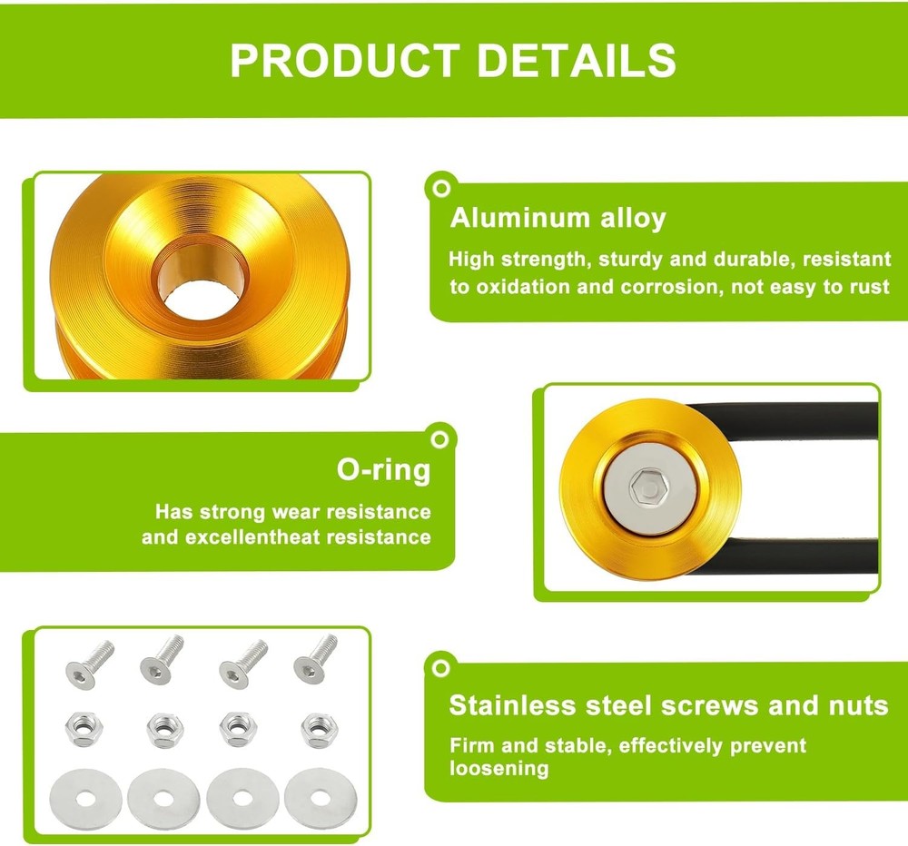 Quick Release kit Front Rear Bumper Fastener Compatible for Univer Color: Gold