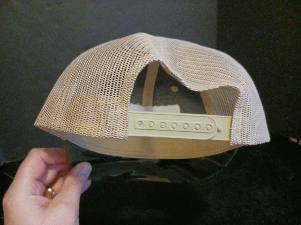 LEUPOLD Leather Flag Camo Snap-Back Trucker Hat Green White Meshback