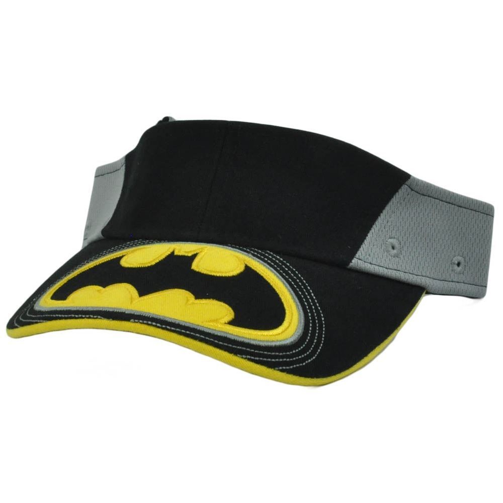 Youth Visor Batman Logo Dc Comics Black Yellow Grey Kids  Adjustable