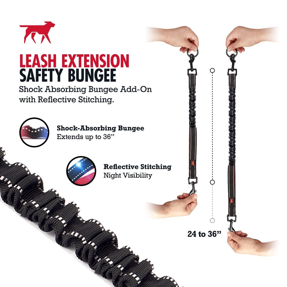 Bungee Dog Leash Extension Shock Absorbing Added Handle Reflective Medium