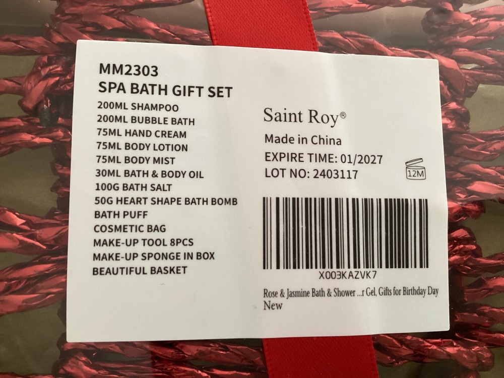 Spa Gift Baskets Saint Roy Rose & white Jasmine 21 pcBath Set...