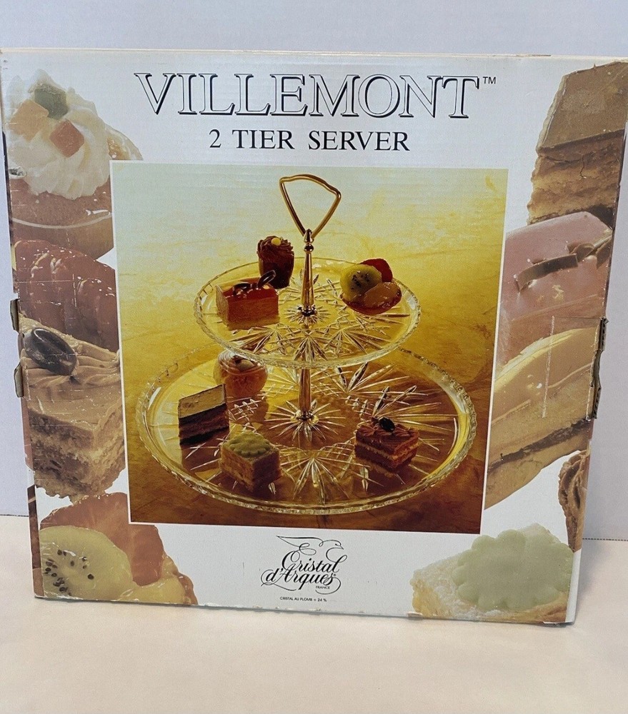 New in box. crystal 2 tier server Tray Crystal d'Arques design